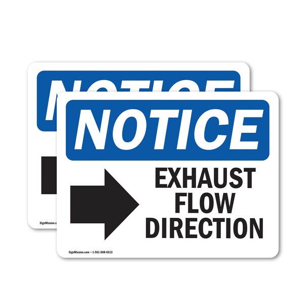 Signmission Exhaust Flow Direction (Right Arrow) Sign With Symbol, 5 in W x Rectangle, Vinyl Decal OS-2PACK-NS-D-35-L-12215 - main